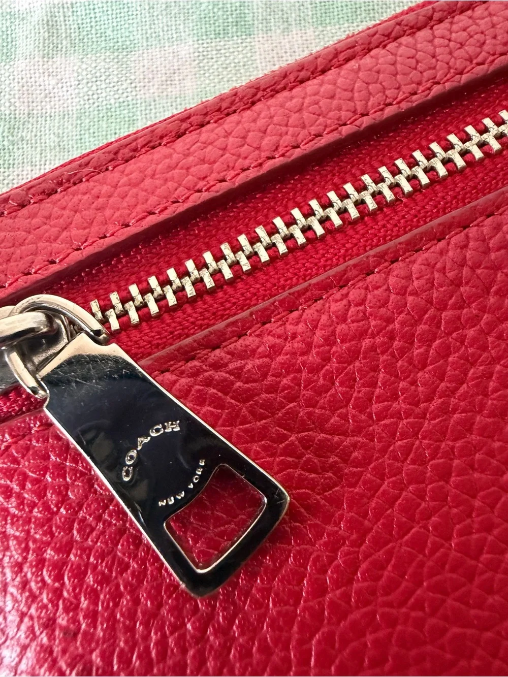 Coach Red Leather Corner Zip Wristlet